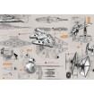 8-493 Obrazová fototapety Komar Star Wars vesmírna loď Blueprints, veľkosť 368 x 254 cm