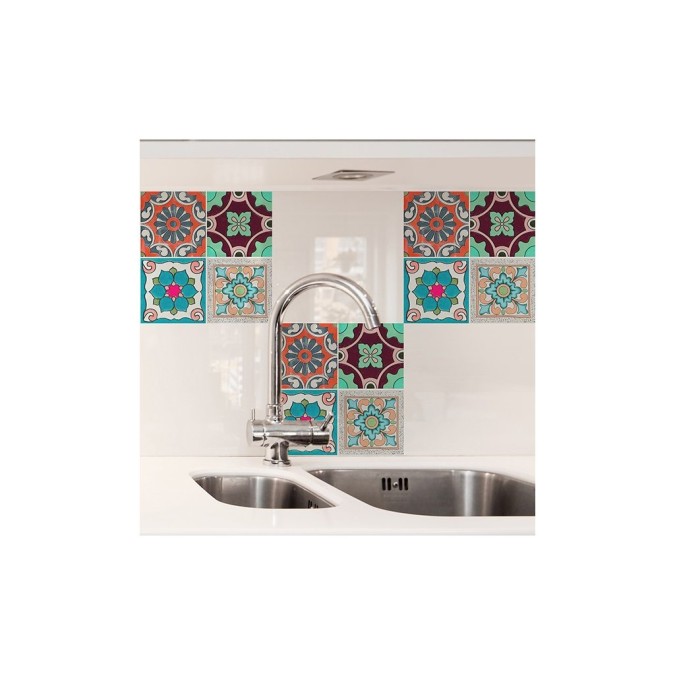 Samolepiace dekorácie Crearreda Tile Cover Sicily 31221 Kachlík, sicílske farebné ornamenty