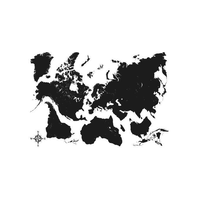 Samolepiace dekorácie Crearreda L čierna mapa sveta 44214