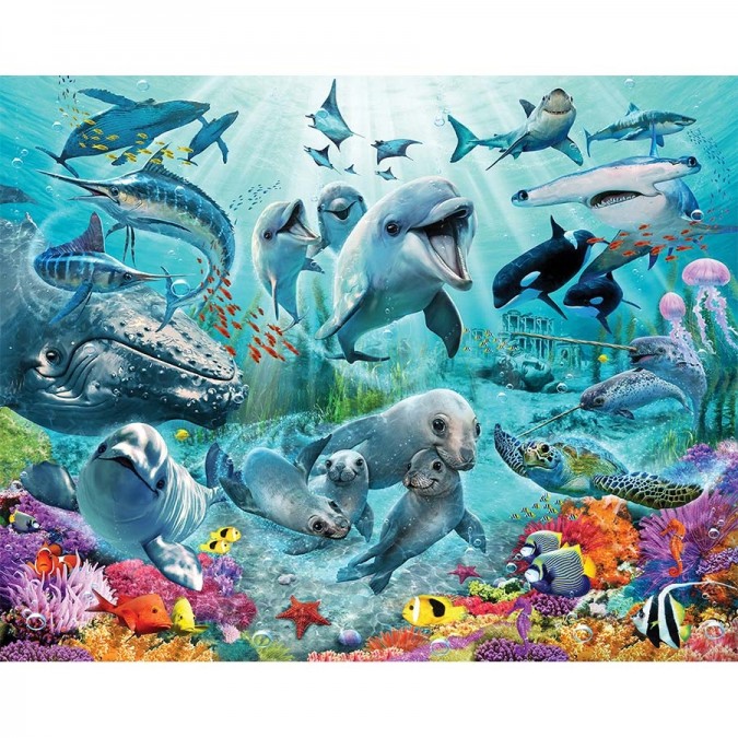 46498 Walltastic detská fototaopeta Under The Sea - pod hladinou - delfíny - koralové útesy veľkosť 244 cm x 305 cm