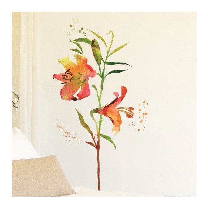 57718 Watercolour Flowers - Ľalia, samolepiace dekorácie Crearreda, veľkosť 70x100cm