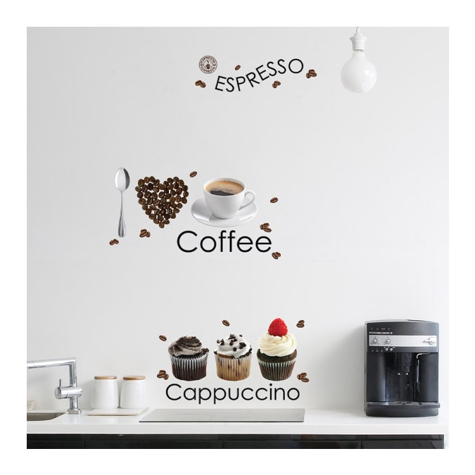 58106 Samolepiace dekorácie Crearreda Espresso samolepka na stenu, veľkosť 100x35 cm