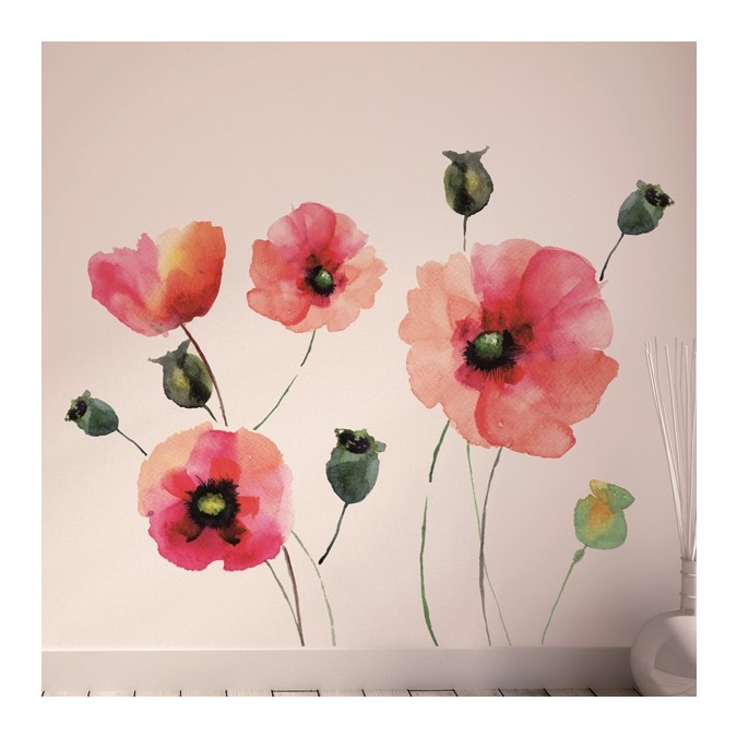 81003 Poppies, samolepiace dekorácie Crearreda vlčí mak, veľkosť 140x100cm