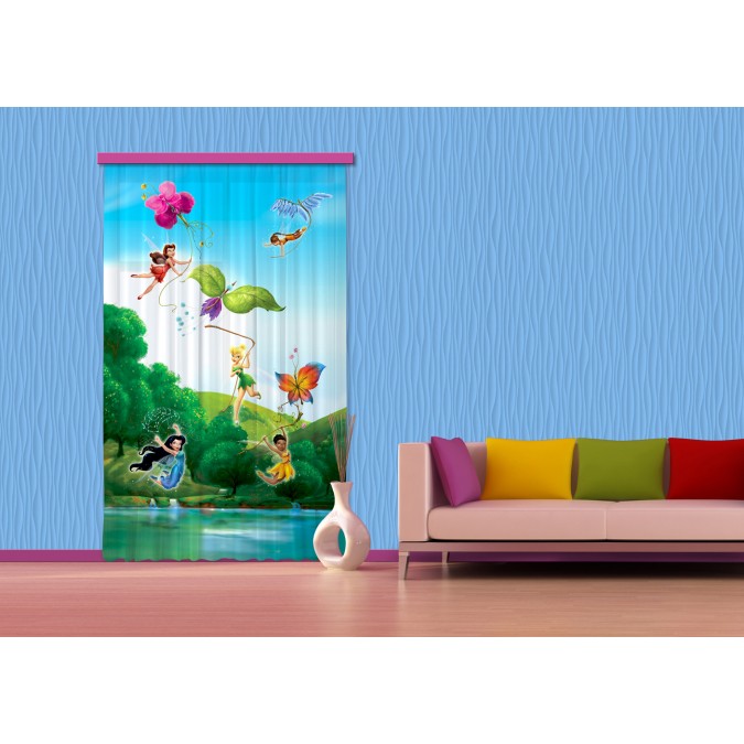 FCP L 6103 AG Design textilný foto záves detský obrazový Fairies with Rainbow - Víly a Dúha Disney FCPL 6103 s úplným zatienením, veľkosť 140 x 245 cm