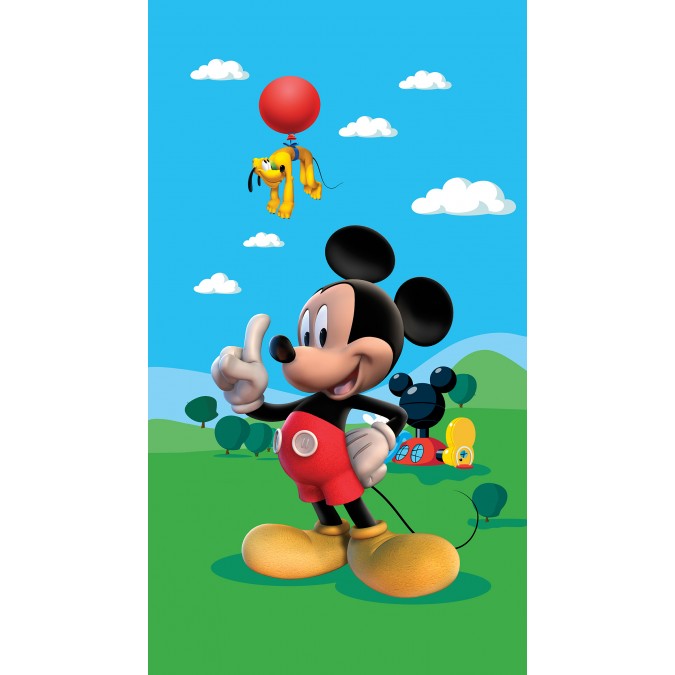 FCP L 6141 AG Design textilný foto záves detský obrazový Mickey Mouse Disney FCPL 6141 s úplným zatienením, veľkosť 140 x 245 cm