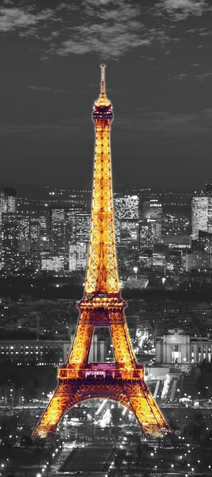 FTN V 2912 Vliesová fototapeta dverná Eiffel in the night, veľkosť 90 x 202 cm