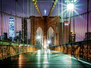 FTN XXL 2439 AG Design vliesová fototapeta 4-dielna - The Brooklyn Bridge, veľkosť 360 x 270 cm