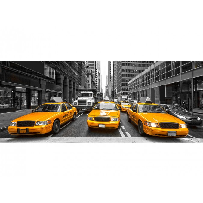 MP-2-0008 Vliesová obrazová panoramatická fototapeta Žlté taxi + lepidlo Bezplatne, veľkosť 375 x 150 cm