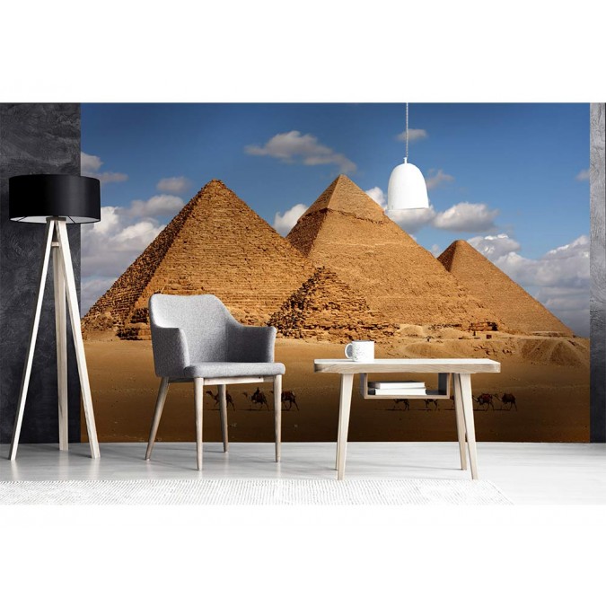 MS-5-0051 Vliesová obrazová fototapeta Egypt Pyramids, veľkosť 375 x 250 cm