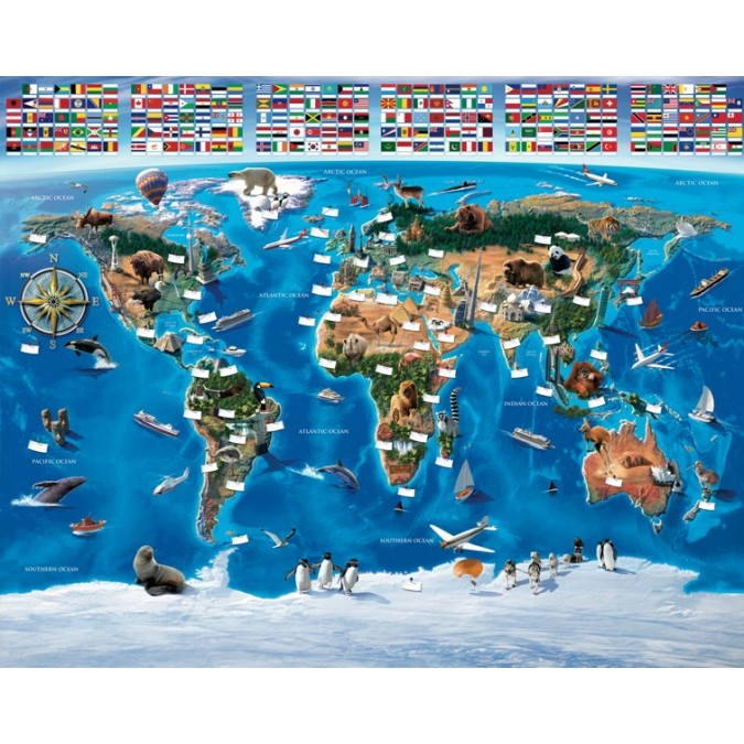 3D Fototapeta Walltastic Mapa sveta + lepidlo zadarmo