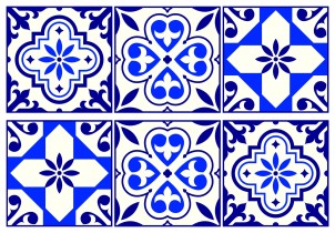 SM 3448 AG Design Samolepiace dekorácie - samolepka na stenu - Blue tiles pattern, veľkosť 42,5 cm x 65 cm