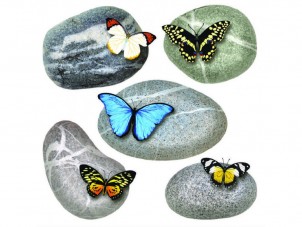 SS 3853 AG Design samolepiace dekorácia - samolepka na stenu - Butterflies on stones, veľkosť 30 x 30 cm