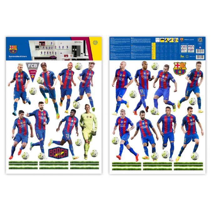 BAR17 Samolepiace dekorácie FC Barcelona, veľkosť 2 archy každý 50 x 70 cm