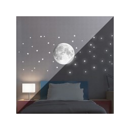 Samolepiaca dekorácia Crearreda WA L Glow Moon 18112 Svietiaci mesiac  Balenie: 1 arch 15x31 cm, na ktorom sú zarovnané jednotlivé časti dekorácie
