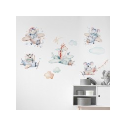Samolepiaca dekorácia Crearreda XL Lietadlá 18313 Zvieratá v lietadlách