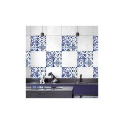 Samolepiace dekorácie Crearreda Tile Cover Azulejos 31223 Kachlík, modro-biele ornamenty
