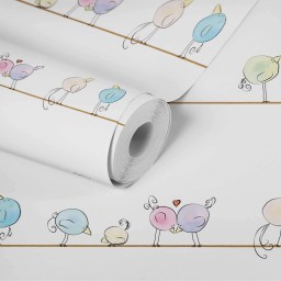 38137-1 A.S. Création detská vliesová tapeta na stenu Little Love 2026 vtáčiky, veľkosť 10,05 m x 53 cm