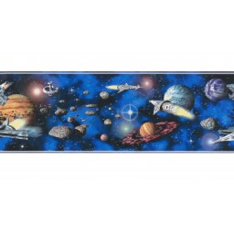 8962-16 Bordúra tapetový na stenu samolepiaci široká, vesmír, veľkosť 17 cm x 5 m