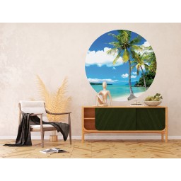 CR 3305 AG Design fototapety ekologická vliesová samolepiaca 2-dielna okrúhla Palmy na pláži, veľkosť 140x140 cm