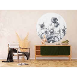 CR 3312 AG Design fototapety ekologická vliesová samolepiaca 2-dielna okrúhla Vintage kvety, veľkosť 140x140 cm