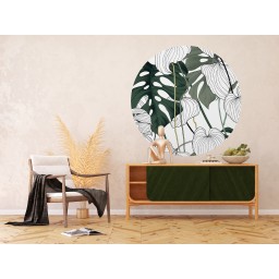CR 3323 AG Design fototapety ekologická vliesová samolepiaca 2-dielna okrúhla Vektorové listy, veľkosť 140x140 cm