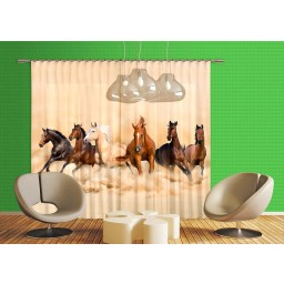 FCP XXL 6422 AG Design textilný foto záves delený obrazový Horses - Kone FCPXXL 6422, veľkosť 280 x 245 cm