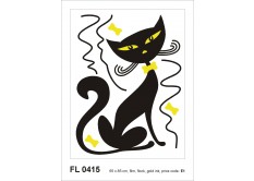 FL 0415 AG Design Samolepiace dekorácie - samolepka na stenu - Black cat boy flocked, veľkosť 65 cm x 85 cm