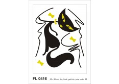 FL 0416 AG Design Samolepiace dekorácie - samolepka na stenu - Black cat girl flocked, veľkosť 65 cm x 85 cm