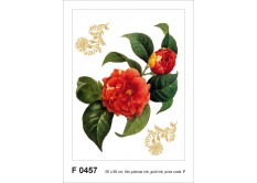 F 0457 AG Design Samolepiace dekorácie - samolepka na stenu - Red flower with golden elements, veľkosť 65 cm x 85 cm