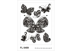 F 0459 AG Design Samolepiace dekorácie - samolepka na stenu - Black flock butterflies, veľkosť 65 cm x 85 cm