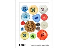 F 1027 AG Design Samolepiace dekorácie - samolepka na stenu - Buttons, veľkosť 65 cm x 85 cm
