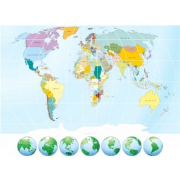 Obrazová fototapety na stenu štvordielna FT 1454 mapa sveta