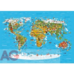 Fototapeta na stenu štvordielna FTS 1320 mapa sveta, veľkosť 360x254 cm