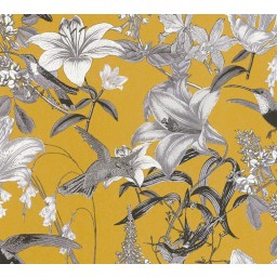 KT3-10773 A.S. Création vliesová tapeta na stenu kolibríky a ľalie Jungle Chik 2029, veľkosť 10,05 m x 53 cm