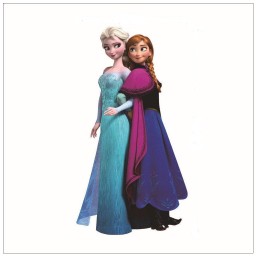 KT134 Samolepiace dekorácie - samolepka na stenu Disney - Frozen - ľadové kráľovstvo Elza a Anna, veľkosť 45 cm x 60 cm
